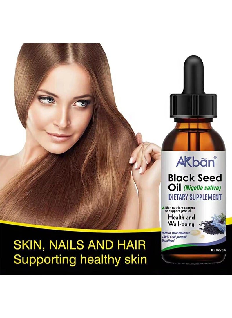 AKban - Black Seed Oil(Nigella sativa)，Dietary Supp lement，Virgin Cold Pressed Premium Black Seed Oil，Strengthens immunity， joints， skin and hair (30ml) - Image 1