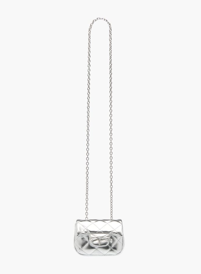 Flora Bella By Shoexpress Girls Quilted Crossbody Bag With Button Closure And Chain Strap  - Image 1