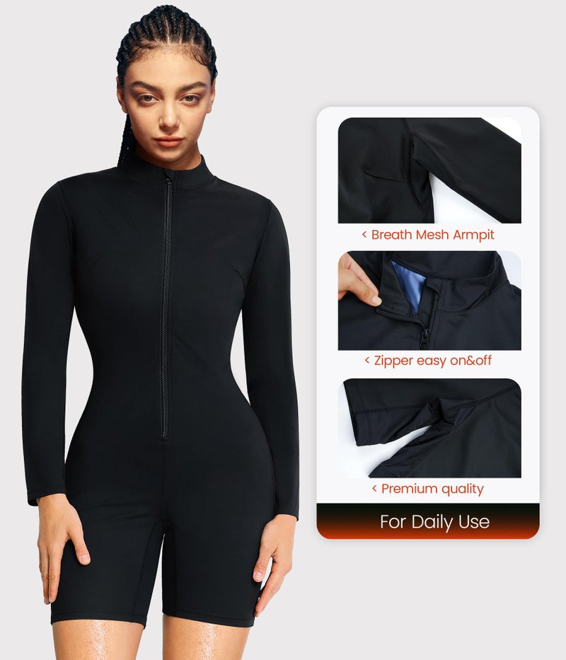 Junlan Sauna Suit for Women Full Body Sweat Suit(Blue,Large) - Image 2