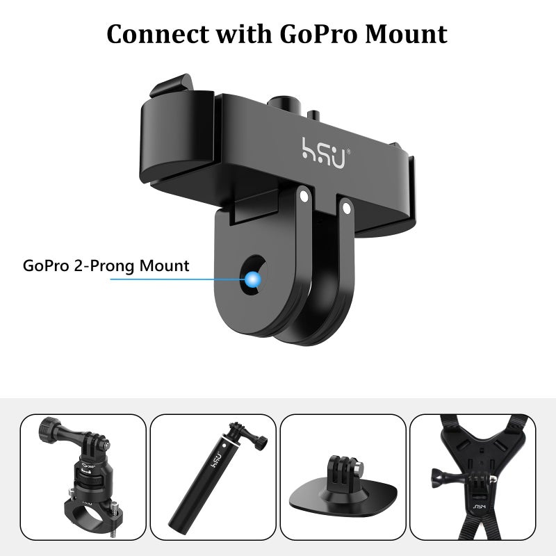 HSU Magnetic Latch Mount for GoPro Hero 13 Black, Quick Release Mount with 1/4''-20 Screw Hole Tripod Connector Port, Metal Dual-Latch Design, Go Pro Hero 13 Accessory - Image 5