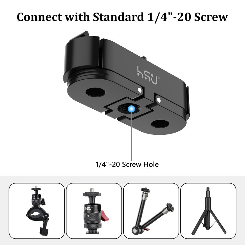 HSU Magnetic Latch Mount for GoPro Hero 13 Black, Quick Release Mount with 1/4''-20 Screw Hole Tripod Connector Port, Metal Dual-Latch Design, Go Pro Hero 13 Accessory - Image 4