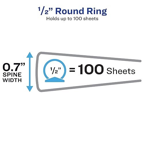 Avery Flexi-View 3 Ring Binder, 1/2 Inch Round Rings, 1 Navy Blue Binder (15766) - Image 3