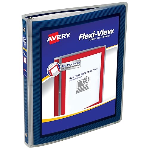 Avery Flexi-View 3 Ring Binder, 1/2 Inch Round Rings, 1 Navy Blue Binder (15766) - Image 1