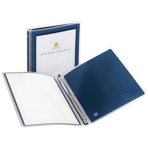 Avery Flexi-View 3 Ring Binder, 1/2 Inch Round Rings, 1 Navy Blue Binder (15766) - Image 2