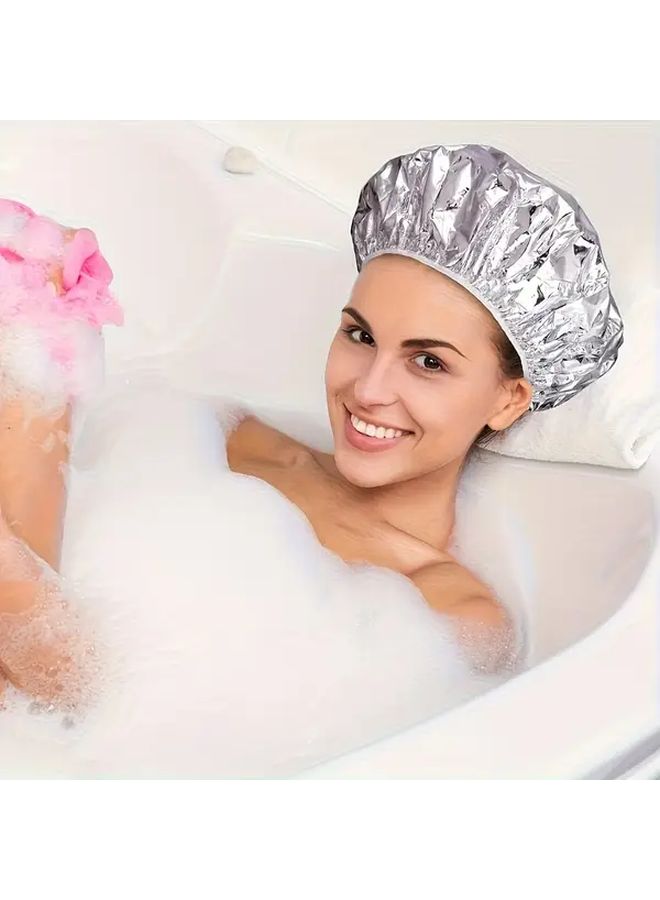 Reusable Shower Cap 5 Pack High Quality Aluminum Foil Hair Care Cap Suitable For All Hair Types Compatible With Bathroom Showers For Hair Dyeing And Styling Salon Grade Seamless Hair Cover Minimalist Hair Shield - Image 2
