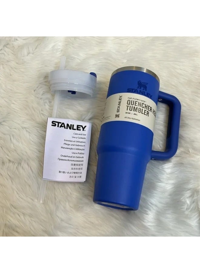 ستانلي كوب ستانلي كوينشر H2.0 فلو ستيت معزول بتفريغ الهواء من الفولاذ المقاوم للصدأ مع غطاء وقشة للماء والشاي المثلج أو القهوة والعصائر وغيرها، أزرق (40 أونصة، 1.18 لتر) - Image 2