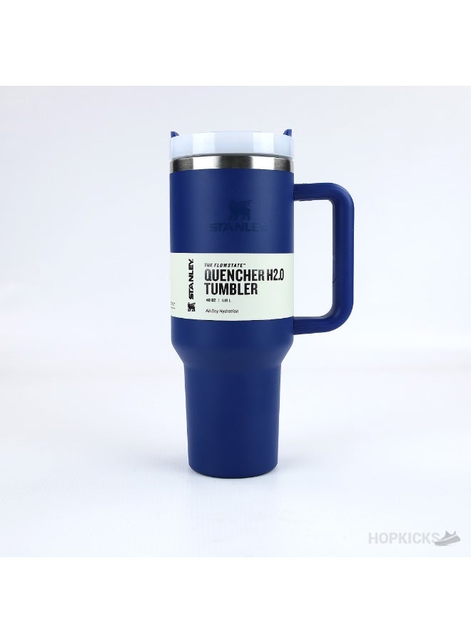 ستانلي كوب ستانلي كوينشر H2.0 فلو ستيت معزول بتفريغ الهواء من الفولاذ المقاوم للصدأ مع غطاء وقشة للماء والشاي المثلج أو القهوة والعصائر وغيرها، أزرق (40 أونصة، 1.18 لتر) - Image 3