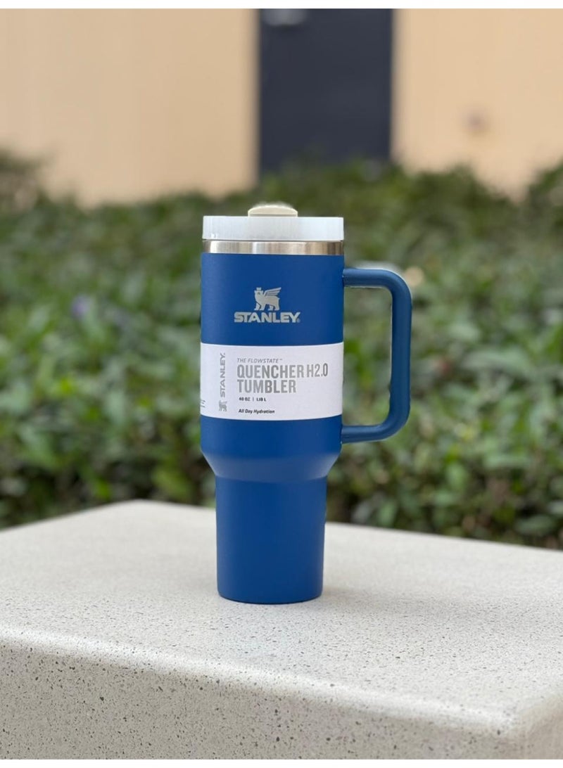 ستانلي كوب ستانلي كوينشر H2.0 فلو ستيت معزول بتفريغ الهواء من الفولاذ المقاوم للصدأ مع غطاء وقشة للماء والشاي المثلج أو القهوة والعصائر وغيرها، أزرق (40 أونصة، 1.18 لتر) - Image 5
