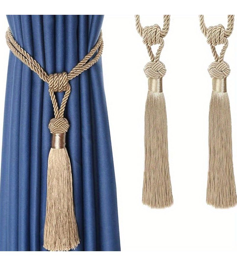White Curtain Tiebacks with Tassels Modern Minimalist Home Decor 2Pcs - Image 2