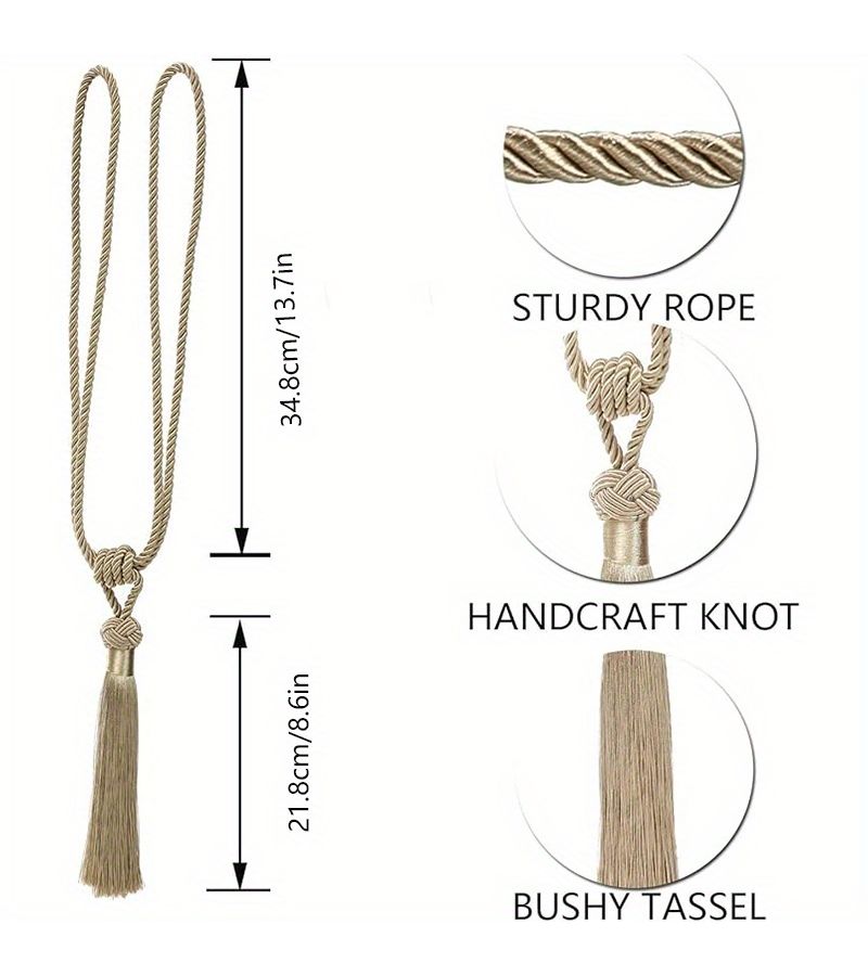 White Curtain Tiebacks with Tassels Modern Minimalist Home Decor 2Pcs - Image 3