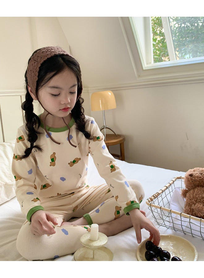 Men's Women's Children Baby Pajamas 270g Wool Spandex Homewear Korean Style Fashion Cartoon Thermal Underwear Set