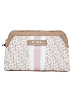 دكني حقيبة مستحضرات التجميل الأصلية من DKNY Signature Stripe، حقيبة مكياج للسفر صغيرة، حقيبة تخزين صغيرة خفيفة الوزن لمستحضرات التجميل، حقيبة مكياج صغيرة، حقيبة أدوات الزينة للسفر  - Image 1