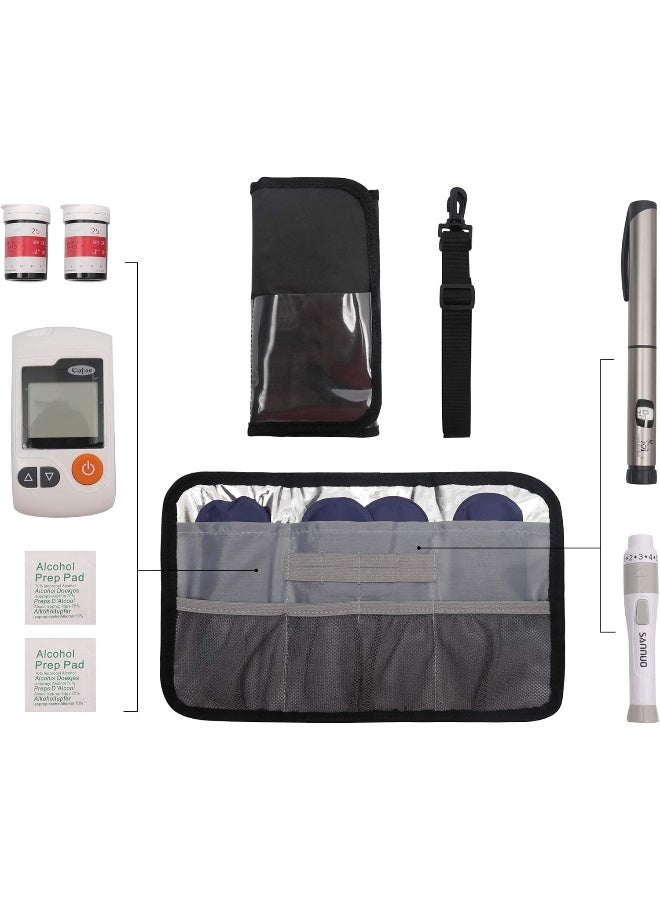 Lavievert حقيبة سفر لافيفرت لمرضى السكري لحمل الأنسولين - حقيبة تبريد للأدوية الخاصة بالسكري مع حزام كتف و4 أكياس ثلج - سوداء - Image 3