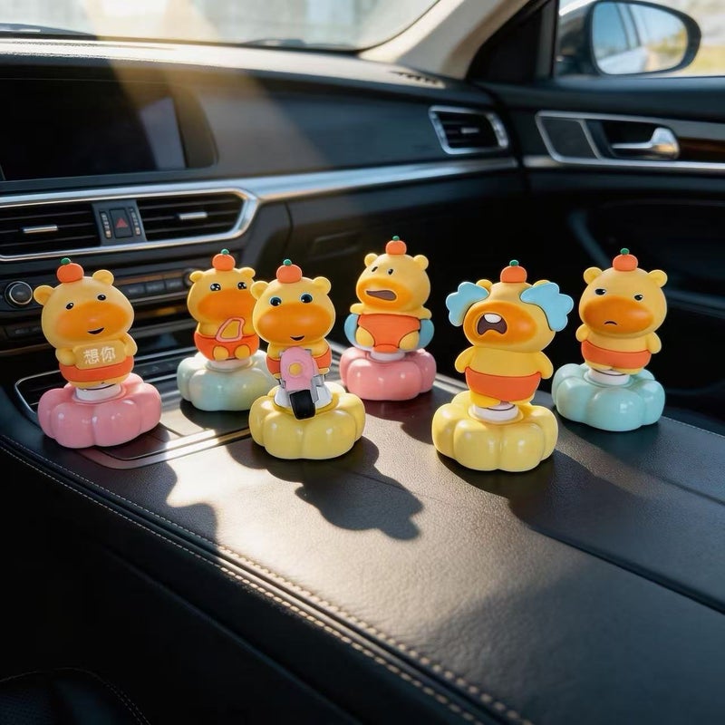 Capybara Lulu Plush Toy Car and Office Desk Rotating Ornament, Cute Hand-Held Figurine, Quirky Desktop Decoration - Image 2