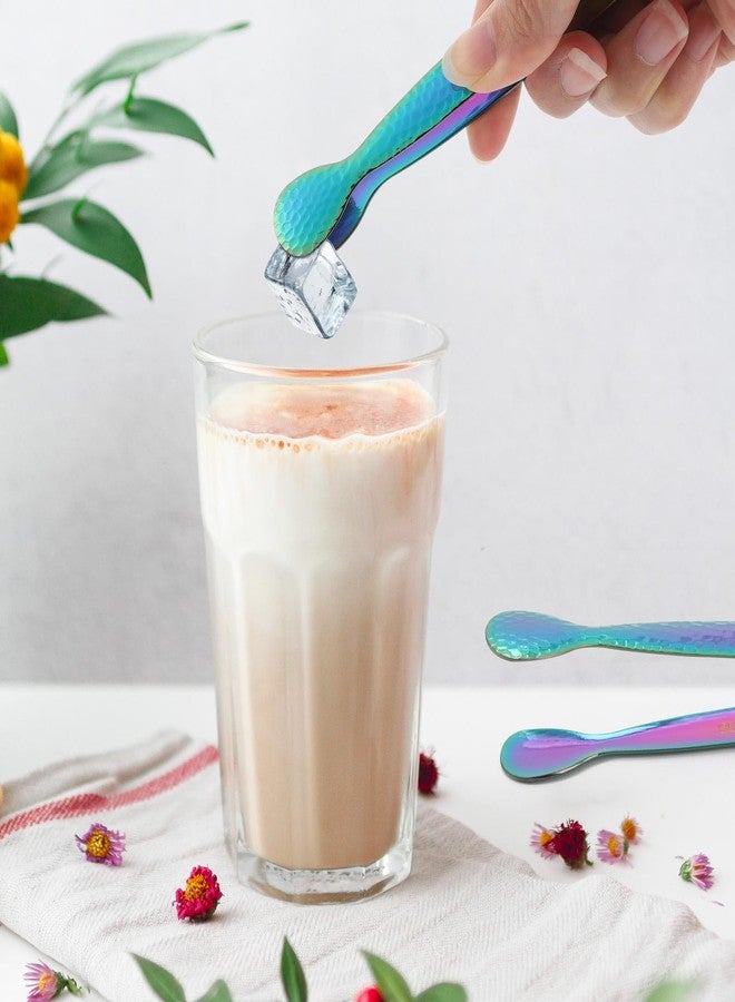 تي بيست ماكس ملقط مكعبات الثلج من تي بيست ماكس، 5 قطع، ملقط مكعبات السكر الصغيرة، مصنوع من الفولاذ المقاوم للصدأ 304، ملقط صغير 4.3 بوصة للحفلات والحانات (لون قوس قزح) - Image 4