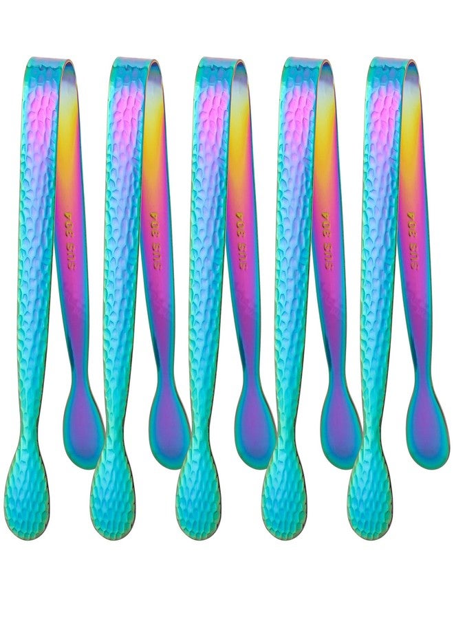 تي بيست ماكس ملقط مكعبات الثلج من تي بيست ماكس، 5 قطع، ملقط مكعبات السكر الصغيرة، مصنوع من الفولاذ المقاوم للصدأ 304، ملقط صغير 4.3 بوصة للحفلات والحانات (لون قوس قزح) - Image 1