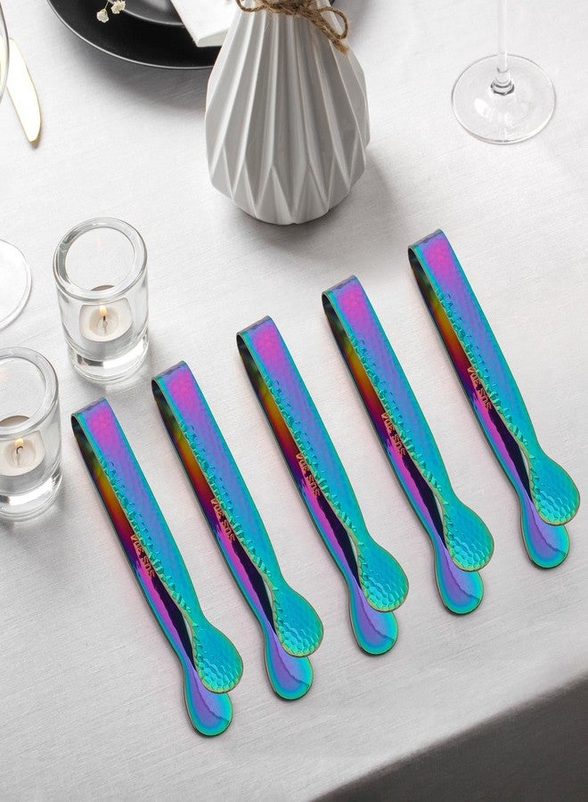 تي بيست ماكس ملقط مكعبات الثلج من تي بيست ماكس، 5 قطع، ملقط مكعبات السكر الصغيرة، مصنوع من الفولاذ المقاوم للصدأ 304، ملقط صغير 4.3 بوصة للحفلات والحانات (لون قوس قزح) - Image 3