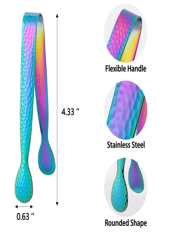 تي بيست ماكس ملقط مكعبات الثلج من تي بيست ماكس، 5 قطع، ملقط مكعبات السكر الصغيرة، مصنوع من الفولاذ المقاوم للصدأ 304، ملقط صغير 4.3 بوصة للحفلات والحانات (لون قوس قزح) - Image 2