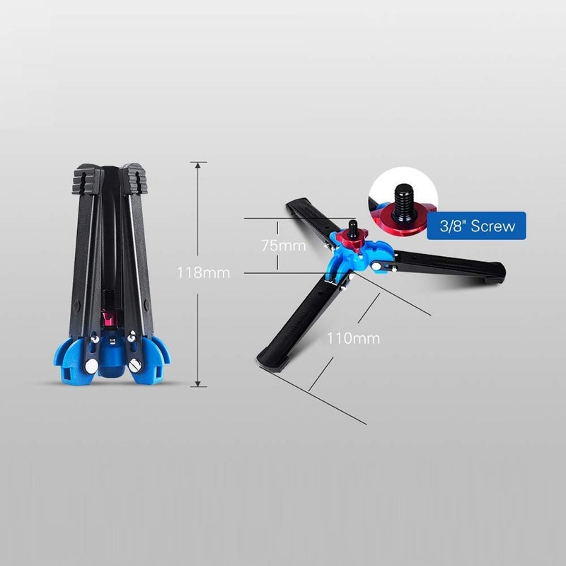 MVPRO Portable Universal Mini Three Feet Support Tripod Stand Base Monopod Stand for Monopod Ball Head with 3/8" Screw to 1/4" Stud Converter - Image 2