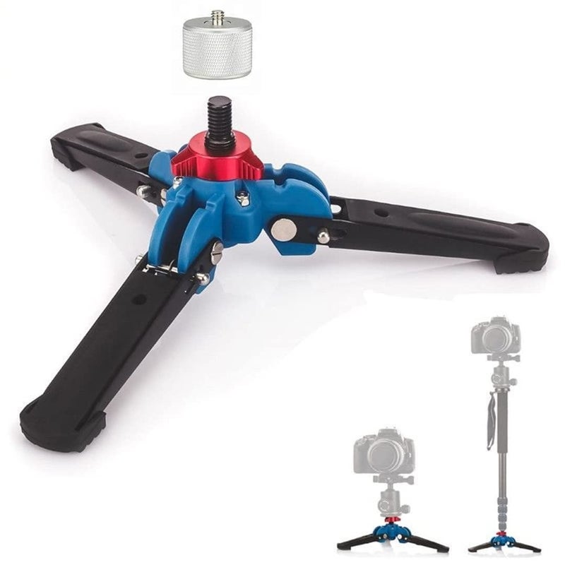 MVPRO Portable Universal Mini Three Feet Support Tripod Stand Base Monopod Stand for Monopod Ball Head with 3/8" Screw to 1/4" Stud Converter - Image 1