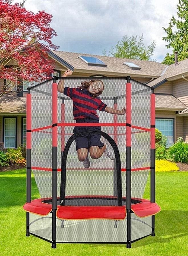 XIANGYU 5.5 FT Kids Trampoline with Safety Enclosure Net | Outdoor Indoor Mini Trampolines for Kids Jumping Mat and Spring Cover Padding - Image 1