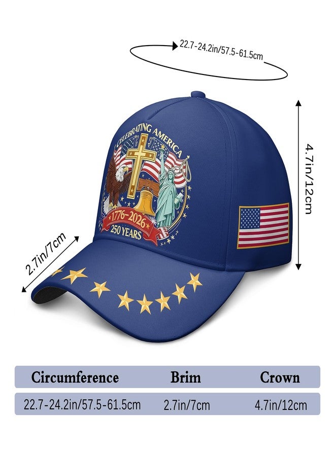 singwe 250 Anniversary USA Hat Eagle & Liberty & Cross 1776-2026 United States 250th Hats Patriotic Patterned Baseball Cap for Men Women Blue - Image 3