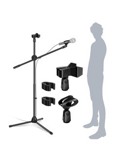 ZERIFAM Mic Stand, Double Support Tripod Microphone Stand, Floor Boom Mic Stand Height Adjustable from 29.5" to 59" with 2 Mic Clips for Singing Stage Performance Party Mic Mount  - Image 1
