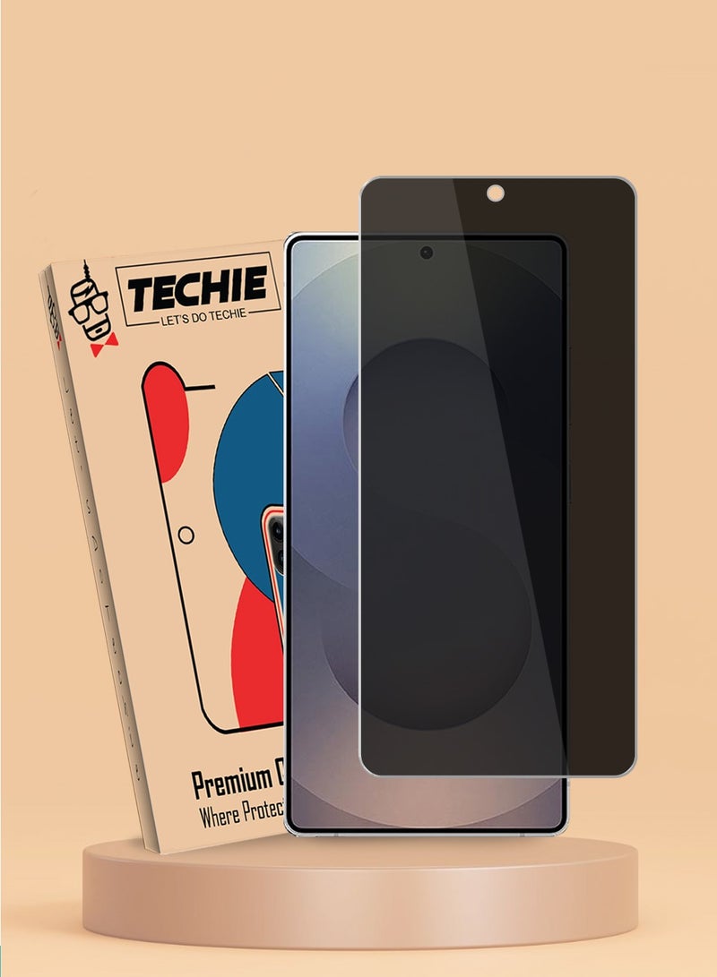 Techie حماية شاشة زجاجية مقساة للخصوصية عالية الدقة لجهاز سامسونج جالاكسي S25 ألترا 2025 - مضادة للفقاعات صلابة 9H سمك 0.33 مم حواف مدورة سهلة التركيب - Image 1