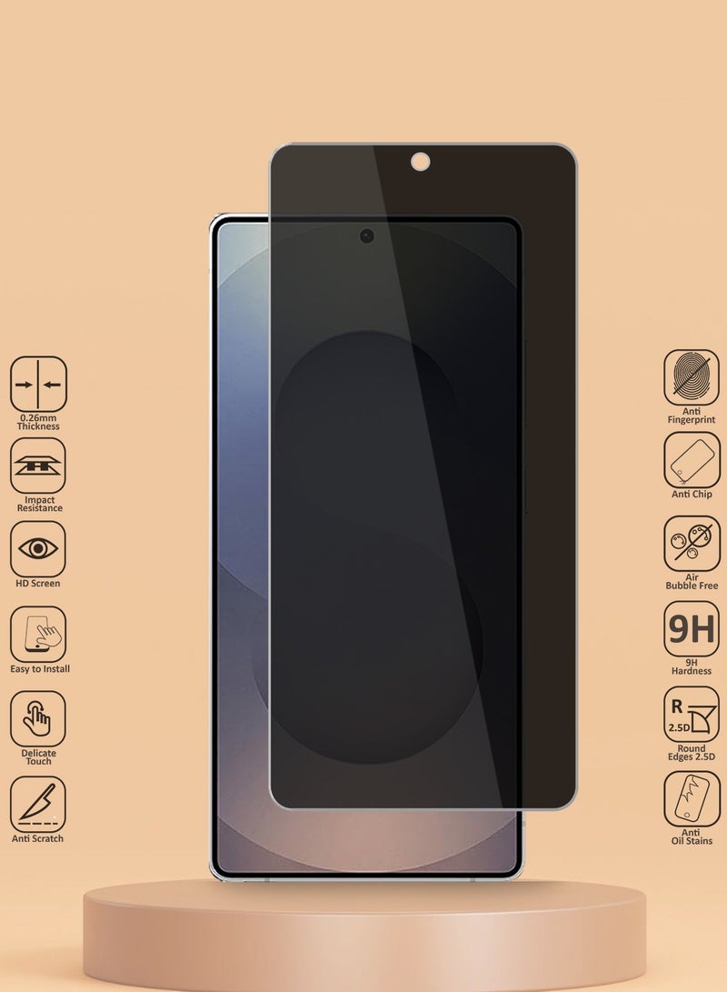 Techie حماية شاشة زجاجية مقساة للخصوصية عالية الدقة لجهاز سامسونج جالاكسي S25 ألترا 2025 - مضادة للفقاعات صلابة 9H سمك 0.33 مم حواف مدورة سهلة التركيب - Image 2