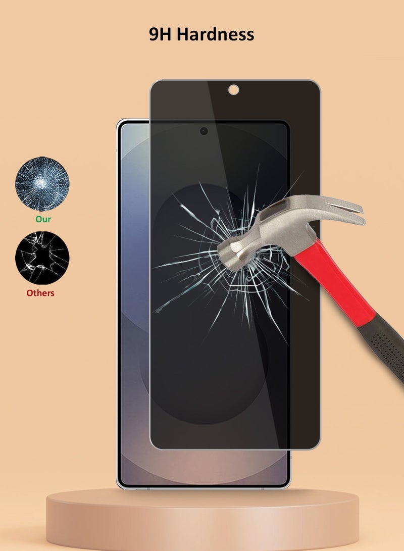Techie حماية شاشة زجاجية مقساة للخصوصية عالية الدقة لجهاز سامسونج جالاكسي S25 ألترا 2025 - مضادة للفقاعات صلابة 9H سمك 0.33 مم حواف مدورة سهلة التركيب - Image 3
