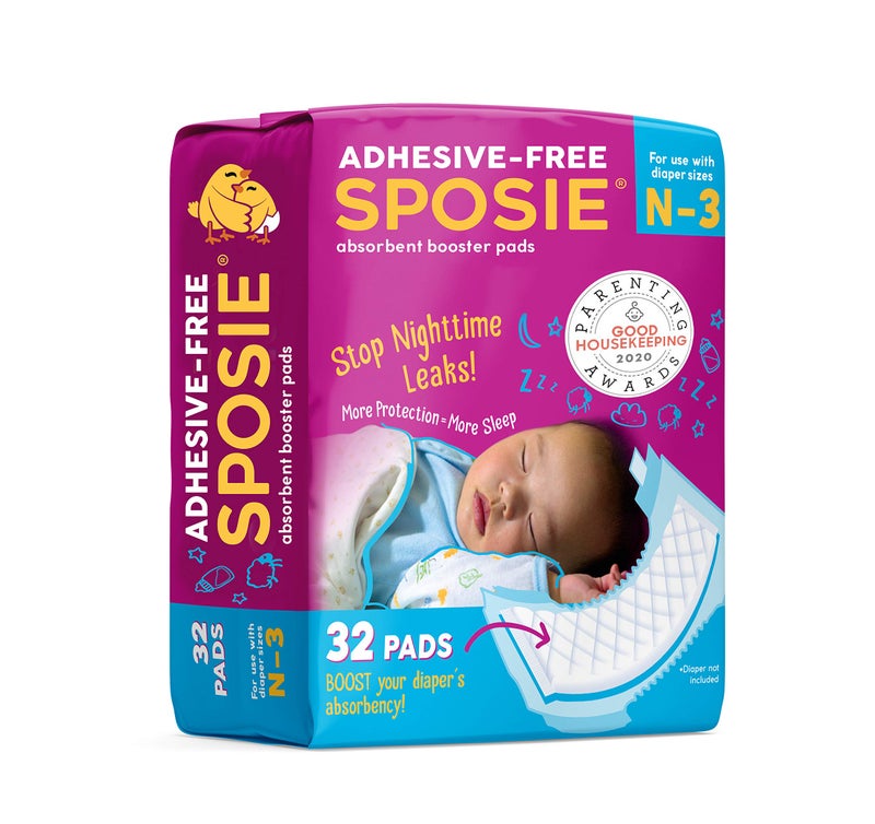 Select Kids Sposie Booster Pads, Stop Overnight Diaper Leaks, Fits sizes Newborn 1 2 3, No Adhesive for Sensitive Skin, 32 ct - Image 1