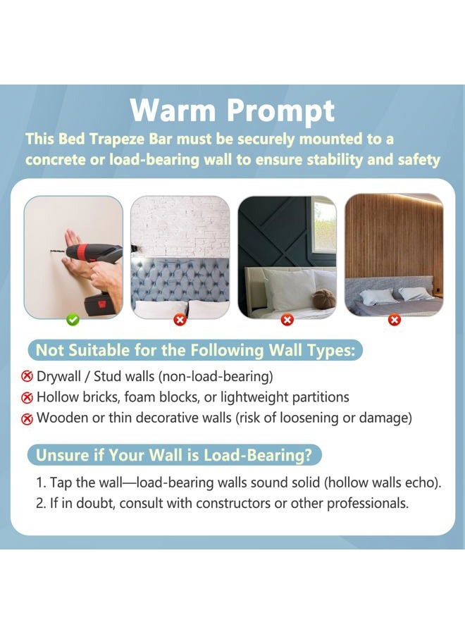 KAAMOS Bed Trapeze Bar for Elderly Bed Pull Up Lift Assist Trapeze Bar Mobility Handicap Medical Trapeze Bars for Get Out of Bed Hospital Overhead Transfer Helper Handle - Image 3
