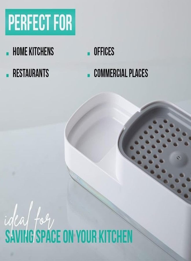 Clickify 3 in 1 Liquid Soap Dispenser with Sponge Holder Kitchen Cleaning Storage Holder Dish Washing Cleaner Rust Proof Sink Dish Washing Soap Dispenser Set (Multicolor) - Image 3