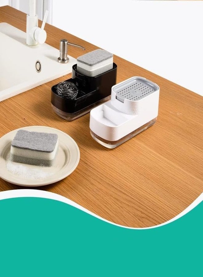 Clickify 3 in 1 Liquid Soap Dispenser with Sponge Holder Kitchen Cleaning Storage Holder Dish Washing Cleaner Rust Proof Sink Dish Washing Soap Dispenser Set (Multicolor) - Image 4