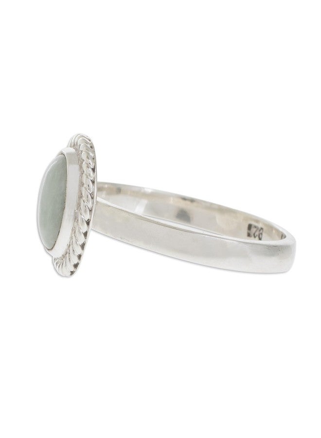 NOVICA Artisan Handmade Jade Solitaire Ring Apple Green Crafted Guatemala Sterling Silver [crownbezel 0.4 in L x 0.3 in W x 0.2 in H Band Width 2 mm W] ' Oval Beauty' - Image 3