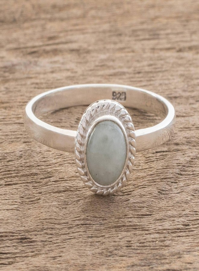 NOVICA Artisan Handmade Jade Solitaire Ring Apple Green Crafted Guatemala Sterling Silver [crownbezel 0.4 in L x 0.3 in W x 0.2 in H Band Width 2 mm W] ' Oval Beauty' - Image 5