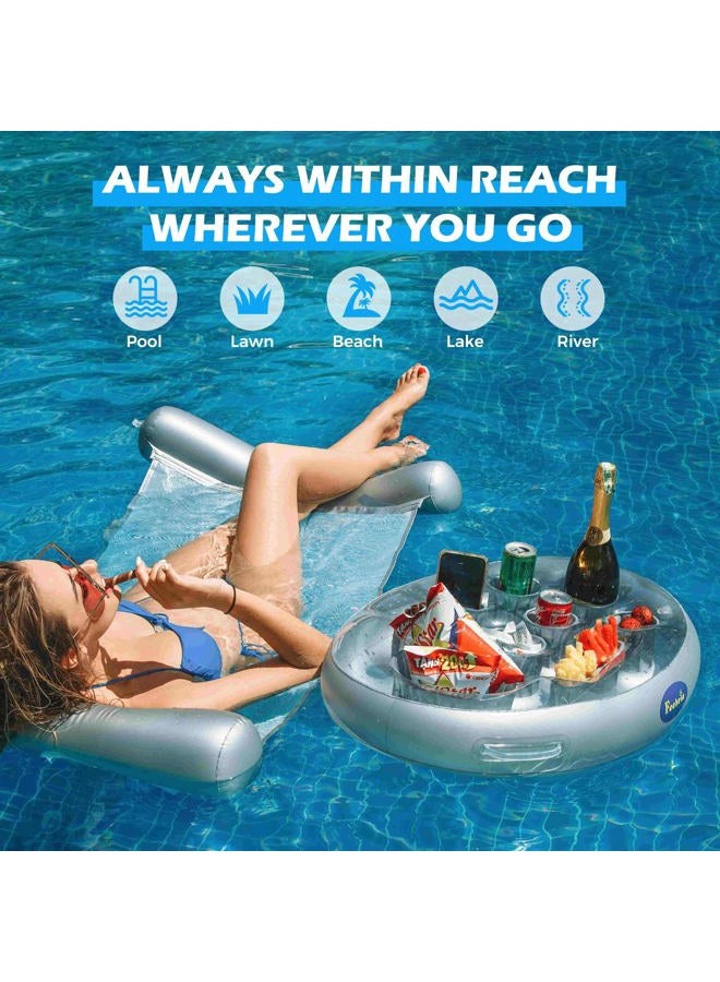 Feebria Inflatable Floating Drink Holder with 9 Holes Large Capacity & Transparent Material,Drink Float for Pool Party Beach (Single) - Image 3