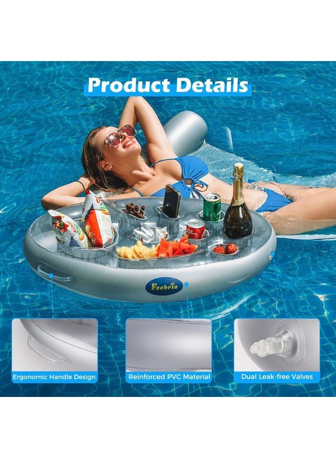 Feebria Inflatable Floating Drink Holder with 9 Holes Large Capacity & Transparent Material,Drink Float for Pool Party Beach (Single) - Image 4