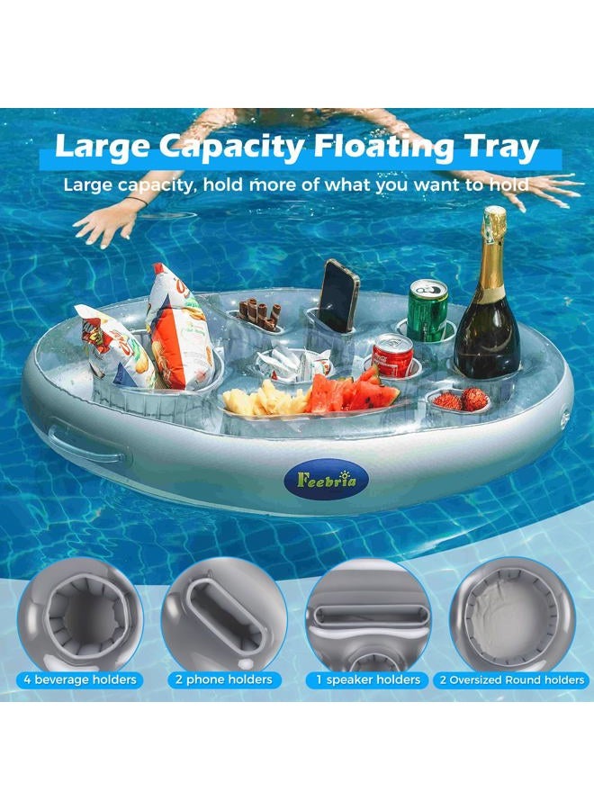 Feebria Inflatable Floating Drink Holder with 9 Holes Large Capacity & Transparent Material,Drink Float for Pool Party Beach (Single) - Image 2