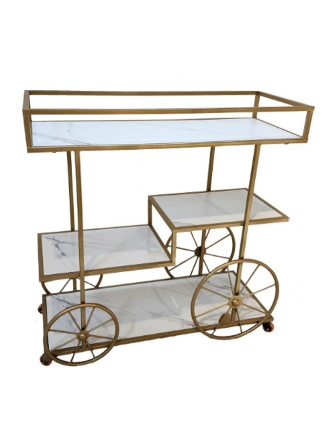 HOME TASTE Hometaste Modern Metal And Marble Serving Trolley Elegant Design For Serving And Entertaining Big 100X40X90Cm 