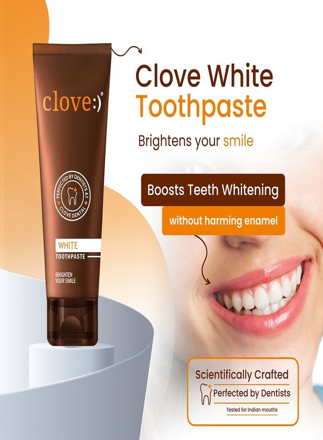 Clove White Toothpaste Combo Pack of 2, 1 White Toothpastes + 1 Ultra Soft Toothbrushes, Teeth Stain Removal, Whiten Yellow Teeth, Helps Remove Gutka, Pan, Tobacco Stains , Perfected by Dentist, Enamel Safe Teeth Whitening for Daily Use – 100gm - Image 3