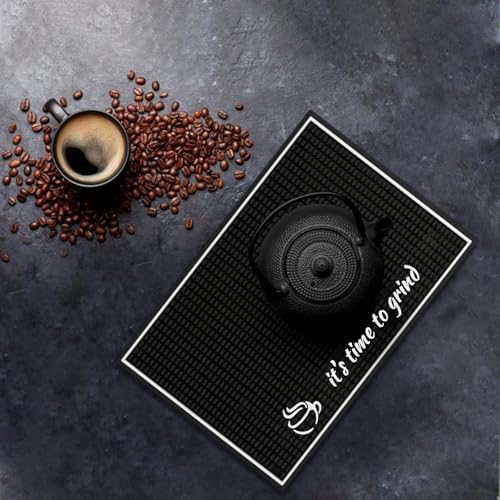 STORE 2508 BeanZeek Silicone Coffee Mat for Countertop – It’s Time to Grind Coffee Bar Mat, Coffee Bar Accessories Protects Kitchen Countertop 18x12 Inches, Black - Image 3