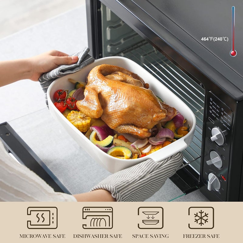 MALACASA Casserole Dishes for Oven Porcelain Baking Dishes Set of 3 Durable Casserole Dish Set Lasagna Pan Deep Ceramic Bakeware Sets with Handles White 13811794 Series Bake - Image 3