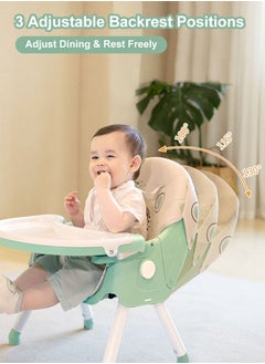 Perfii Baby Highchair with Wheels Adjustable Height Feeding Chair with Tray Toddler Booster Seat for Kids Dining Chair with Seat Belt  - Image 5