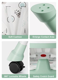 Perfii Baby Highchair with Wheels Adjustable Height Feeding Chair with Tray Toddler Booster Seat for Kids Dining Chair with Seat Belt  - Image 4