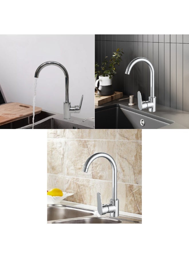 ITG Silver Kitchen Faucet – Hot & Cold, 360° Swivel, Water-Saving, SASO Certified, 5-Year Warranty - Image 1