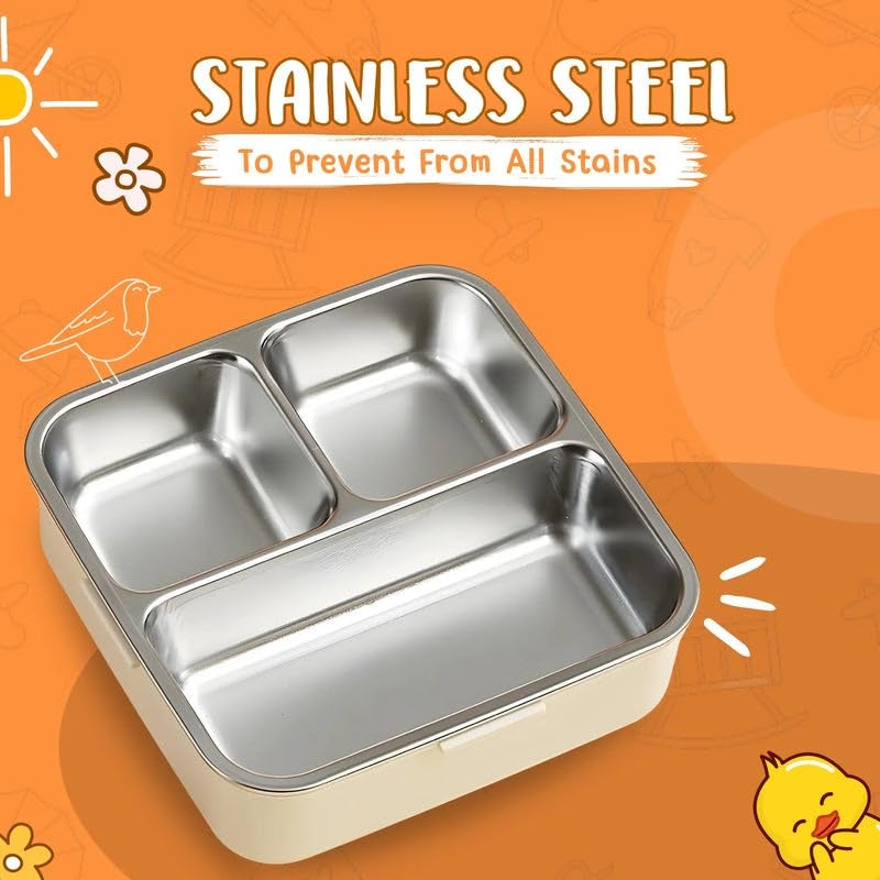 MEDALLIX 2 Layer Stainless Steel Lunch Box – Insulated, Leak-Proof & BPA-Free Bento Tiffin with Detachable Tray & Container | Kids & Office Lunch Box for School, Travel – 1120ml + 70ml, Lavender - Image 3
