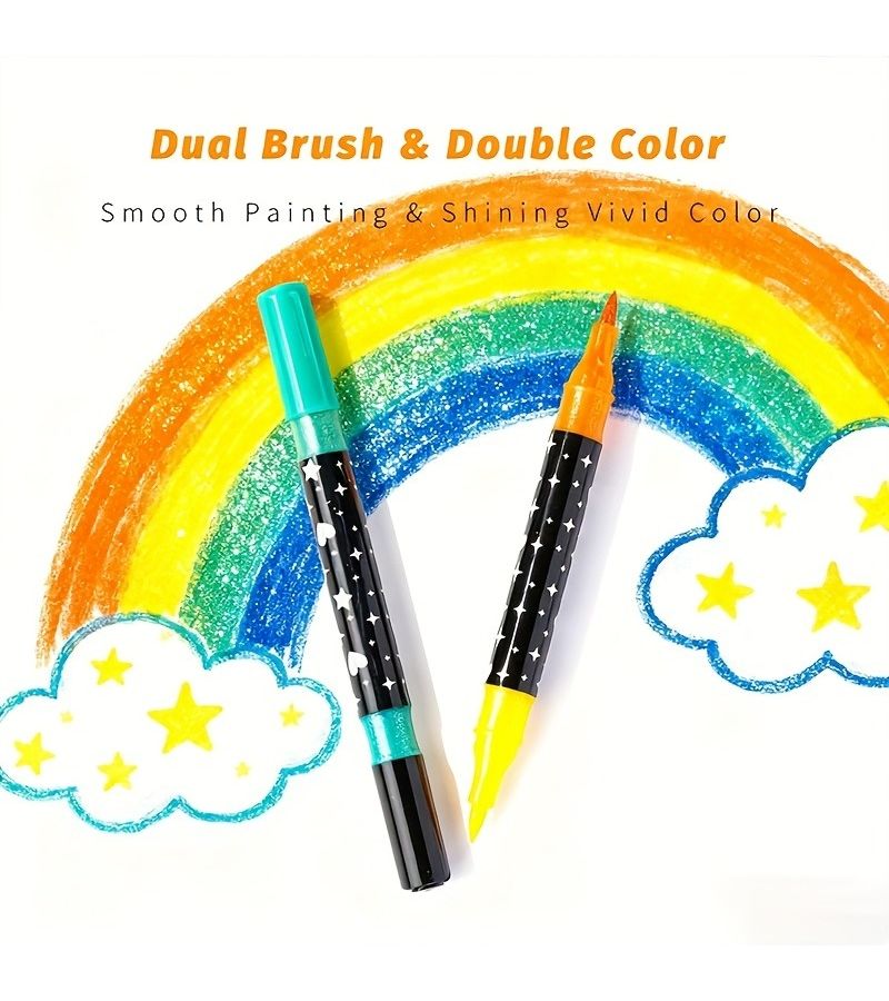 Professional Dual Tip Glitter Pen Set 12 Colors With Quick Dry Glue Like Ink Fine Tip For Scrapbooking Card Making Journaling Painting Art Supplies - Image 3