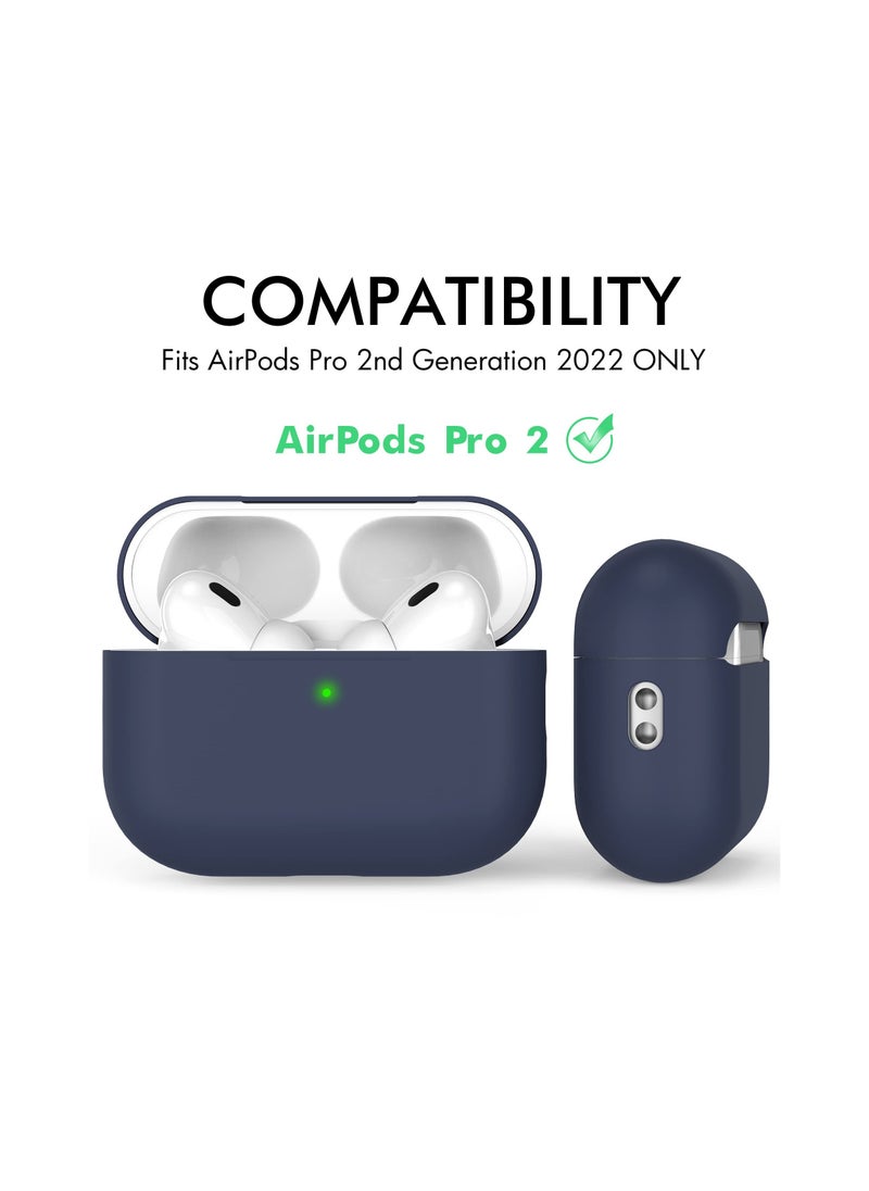 SYOSI AirPods Pro 2 Case Cover 2022, Premium Silicone Case Cover with Lanyard Fully Protective with Front LED Visible (Midnight Blue)  - Image 2