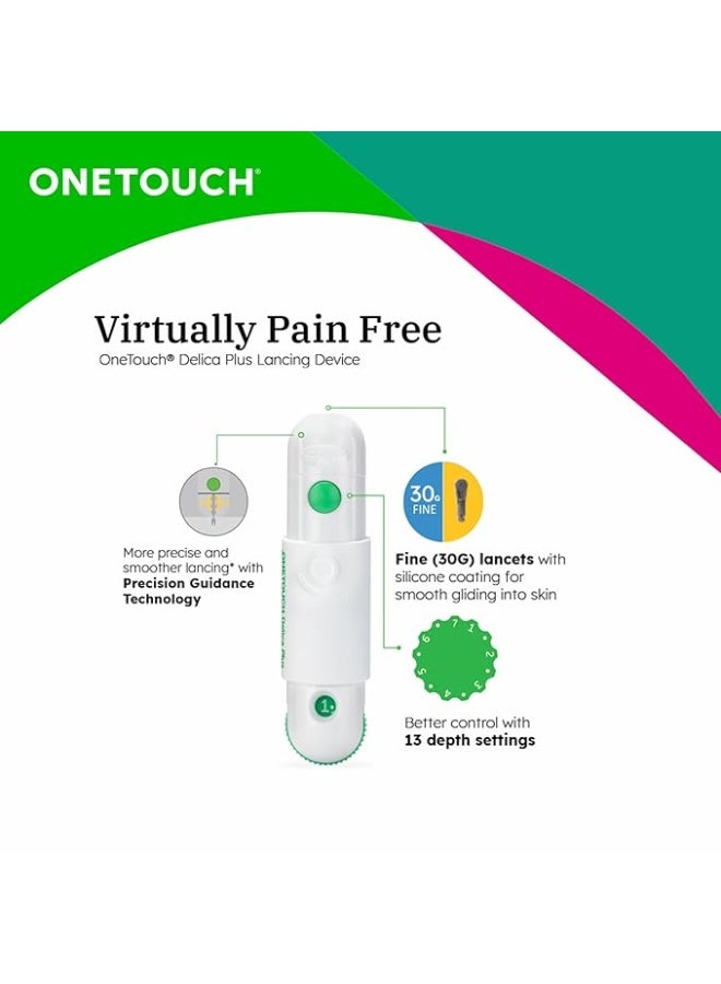 OneTouch Delica Plus 100 Lancets | 4 Pack of 25 Lancets | For Virtually Pain Free Blood Glucose Testing| Global Iconic Brand | For use with OneTouch Delica Plus Lancing Device - Image 4